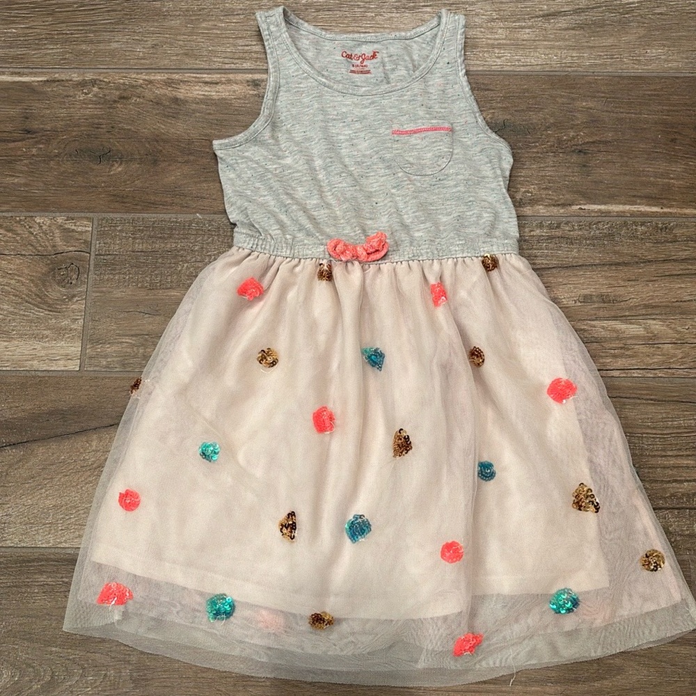 Cat & Jack Gray and Pink Casual Dress